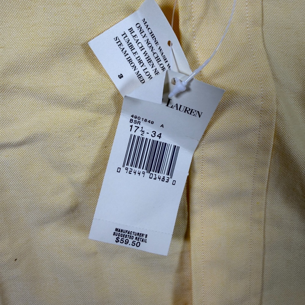 Polo Ralph Lauren Yarmouth Shirt 17.5 34 Yellow Oxford NWT Dress Shirt Pony - Picture 4 of 9
